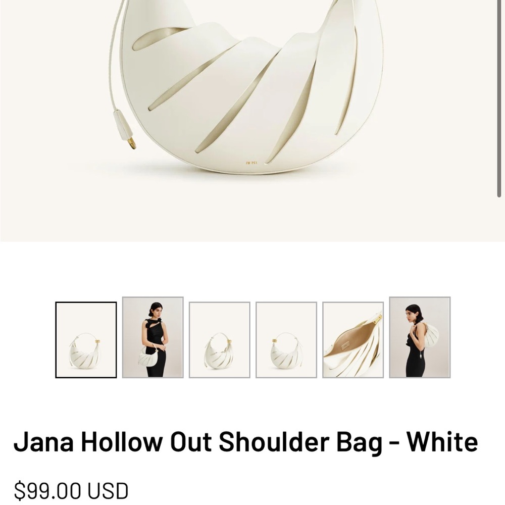 JW PEI Cream Shoulder Bag with Gold Accents